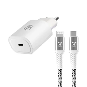 Kit Carregador de Parede Turbo Tipo C QC 3.0 - 25W + Cabo Nylon Kevlar Tipo C / Lightning - Gshield
