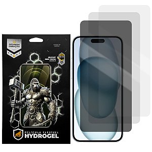 Kit 3 Películas Hydrogel para iPhone 15 - HD / Fosca / Privacidade - Gshield