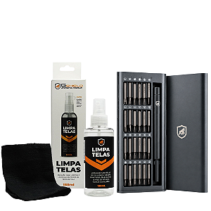 Kit Conjunto Estojo Magnético 24 Peças Armor + Spray Limpa Telas 150ml Grip Clean - Gshield
