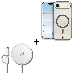Kit Capa Crystal Slim Titanium para iPhone Air + Carregador Wireless MagSafe - Gshield