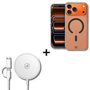 Kit Capa Crystal Slim Titanium para iPhone 17 Pro Max + Carregador Wireless MagSafe - Gshield