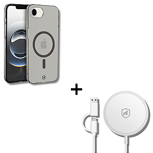 Kit Capa Crystal Slim Titanium para iPhone 16E / 17E + Carregador Wireless MagSafe - Gshield