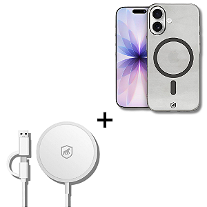 Kit Capa Crystal Slim Titanium para iPhone 17 + Carregador Wireless MagSafe - Gshield