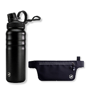 Kit Pochete Ultra Slim + Garrafa Térmica Preta Aço inoxidável de Parede Dupla 700ml - Gshield