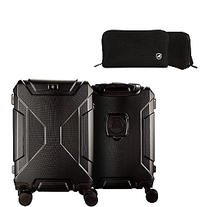 Mala de Bordo 20" Antifurto com Porta-Copos Retrátil e Rodas 360° + Necessaire Organizadora Discovery - Gshield