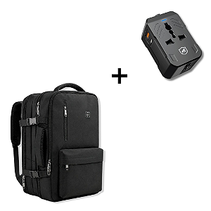 Kit Mochila Symetric Impermeável 33L Notebook 17" + Carregador Turbo PD - Gshield