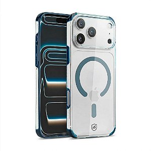 Capa para iPhone 18 Pro - Crystal Edge Magsafe - Azul - NÃO AMARELA - Gshield