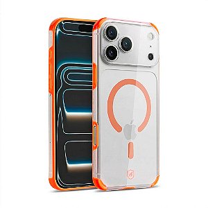 Capa para iPhone 18 Pro - Crystal Edge Magsafe - Laranja - NÃO AMARELA - Gshield