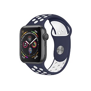 Pulseira para Apple Watch 42 / 44 / 45MM Armor Running - Azul escuro e branco - Gshield