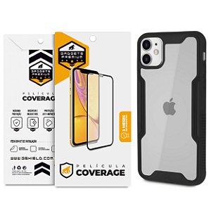 Kit para iPhone 11 - Capa Dual Shock e Película Coverage 5D Pro Preta - Gshield