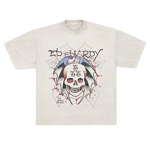 Camiseta "Bat Skull" Ed Hardy x Matuê Branca