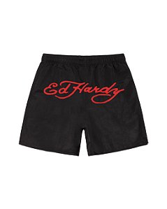 Ed Hardy - Shorts D'Água Preto "Logo"