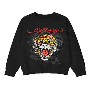 Blusa - Moletom Crewneck "Tiger OG" Diamanté Preta