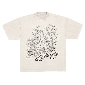 Camiseta Ed Hardy - "Carpa Outline" Off White