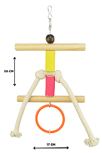 Brinquedo para Pássaro Trapézio Cilindro com corda
