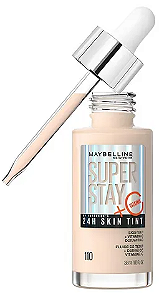cor 110 Very Light warm undertones maybelline Base de Maquilagem Leve Super Stay Skin Tint 30ml