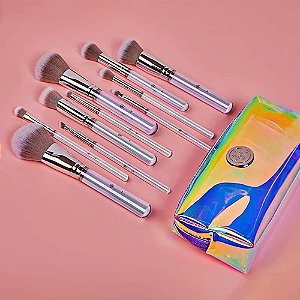 bh cosmetics hello holo brush set 10 pincéis + ESTOJO