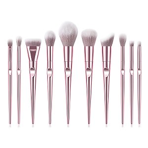 kit 10 pincéis metal pink