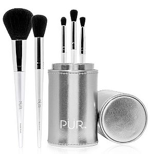 PUR Cosmetics PÜR x CARE 5-Piece Brush Set with Holder pincéis