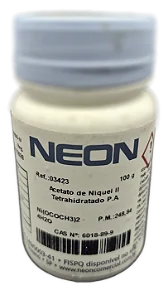 ACETATO DE NIQUEL II TETRAHIDRATADO PA 100G CAS 6018-89-9