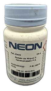 ACETATO DE NIQUEL II TETRAHIDRATADO PA 100G CAS 6018-89-9