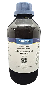 ACIDO ACETICO GLACIAL 99,8% PA 1L CAS 64-19-7 *PF/SSP* CONCENTRACAO 99,8 DENSIDADE 1,05