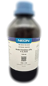 ACIDO CLORIDRICO 37% PA ACS 1L CAS 7647-01-0 *PF/SSP* CONCENTRACAO 37 DENSIDADE 1,19