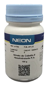 NITRATO DE COBALTO II HEXAHIDRATADO 100G PA CAS 10026-22-9