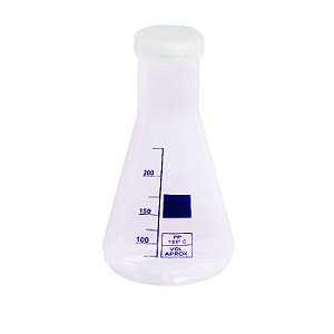 ERLENMEYER DE PLASTICO AUTOCLAVAVEL COM TAMPA ROSQUEAVEL 250ML