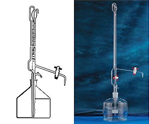 BURETA AUTOMATICA COM FRASCO DE 1L INCOLOR E 2 TORNEIRAS DE TEFLON 10ML