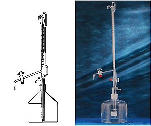 BURETA AUTOMATICA COM FRASCO DE 1L INCOLOR E 2 TORNEIRAS DE VIDRO 10ML