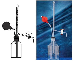 BURETA D'AGUA 10ML COM FRASCO DE 500ML E TORNEIRA DE TEFLON (TIPO ESTUDANTE)