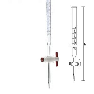 BURETA GRADUADA INCOLOR COM TORNEIRA DE TEFLON 100ML