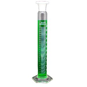 PROVETA DE VIDRO COM BASE DE VIDRO E ROLHA DE POLI 250ML