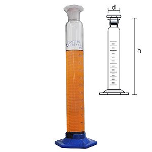 PROVETA DE VIDRO COM BASE E ROLHA DE POLI 500ML