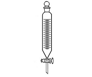 FUNIL DE SEPARACAO CILINDRICO GRADUADO COM ROLHA E TORNEIRA DE VIDRO 60ML