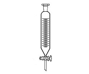 FUNIL DE SEPARACAO CILINDRICO GRADUADO COM ROLHA DE POLI E TORNEIRA DE TEFLON 125ML