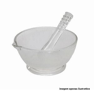 GRAL COM PISTILO DE VIDRO DIAMETRO 180MM CAPACIDADE 1400ML