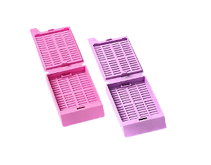 CASSETE PARA INCLUSÃO HISTOLÓGICA 45° ROSA CLARO COM TAMPA REMOVIVEL
