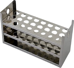 ESTANTE DE ALUMINIO COM CABECEIRA PARA 12 TUBOS DE ENSAIO 14MM