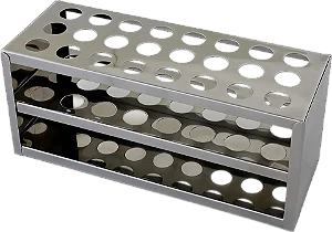 ESTANTE DE ALUMINIO SEM CABECEIRA PARA 24 TUBOS DE ENSAIO 16MM