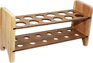 SUPORTE EM MADEIRA PARA 12 TUBOS DE ENSAIO 15MM