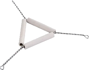 TRIANGULO DE ARAME GALVANIZADO COM TUBO DE PORCELANA COMP. 110MM