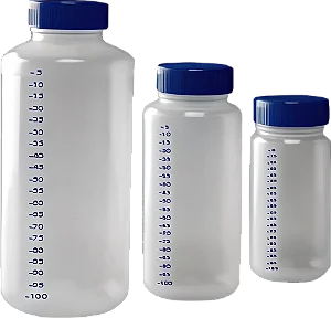 FRASCO DE PLASTICO (PP) GRADUADO COM BOCA LARGA 50MM 500ML