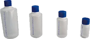 FRASCO DE PLASTICO (PP) GRADUADO COM BOCA ESTREITA 125ML