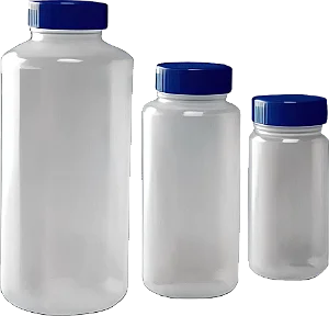 FRASCO DE PLASTICO (PP) SEM GRADUACAO COM BOCA LARGA 50MM 1L