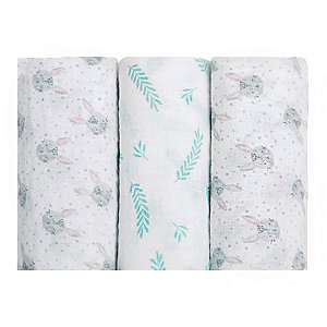 KIT CUEIRO ESTAMPADO SOFT 80 X 80CM - COELHO UNISSEX