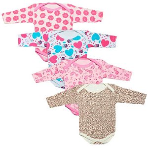 KIT 4 BODY ESTAMPADOS SORTIDOS MENINA