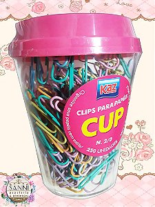 Clips coloridos para papéis - Cup com 250 unidades.