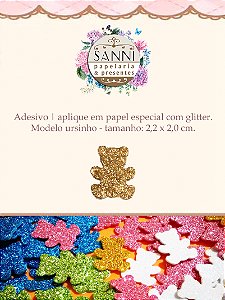 Adesivos com recortes em EVA e papel especial com glitter.